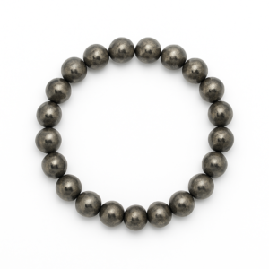 pyrite bracelet for confidence, willpower, prosperity and grounding, 8 mm natural pyrite beads on elastic string, unisex crystal bracelet